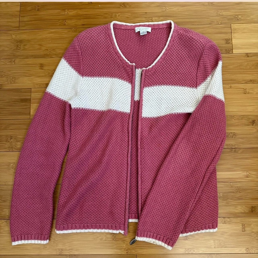 Christopher & Banks Pink and White Cardigan